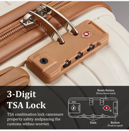 Joyway Luggage Sets 10 Piece PP Hardshell Carry on Suitcase, Travel Lightweight Carry-on with Double Spinner Wheels and TSA Lock (Beige Brown) (New in Box)