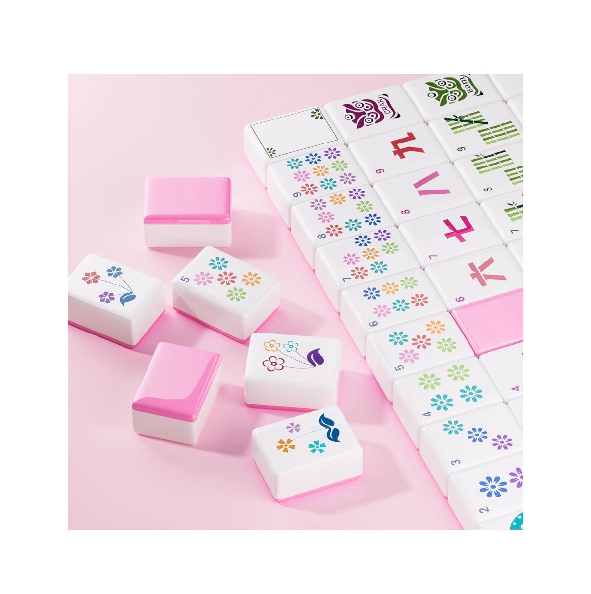 Pink American Mahjong Tile Set 160 Melamine Mahjong Tiles 1.2 Inch with Mahjong Tile Bag and Mahjong Accessories Suitable for Friends and Family Gatherings Mahjong Tiles (Pink) (New in Box)