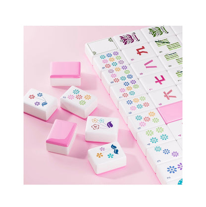 Pink American Mahjong Tile Set 160 Melamine Mahjong Tiles 1.2 Inch with Mahjong Tile Bag and Mahjong Accessories Suitable for Friends and Family Gatherings Mahjong Tiles (Pink) (New in Box)