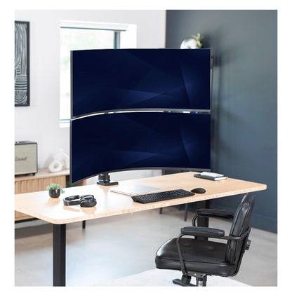 VIVO Dual Ultra Wide Monitor Extra Tall Desk Mount for up to 49 Inch Ultra, Clamp-On Adjustable Stand Holds 44lbs per Screen, VESA up to 100x100mm (Black) (New in Box)