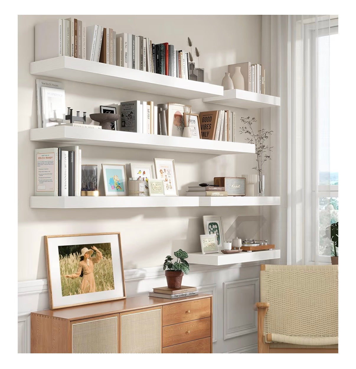 30 Inch Floating Shelves 12-Inch-Deep White Floating Shelve Set of 2