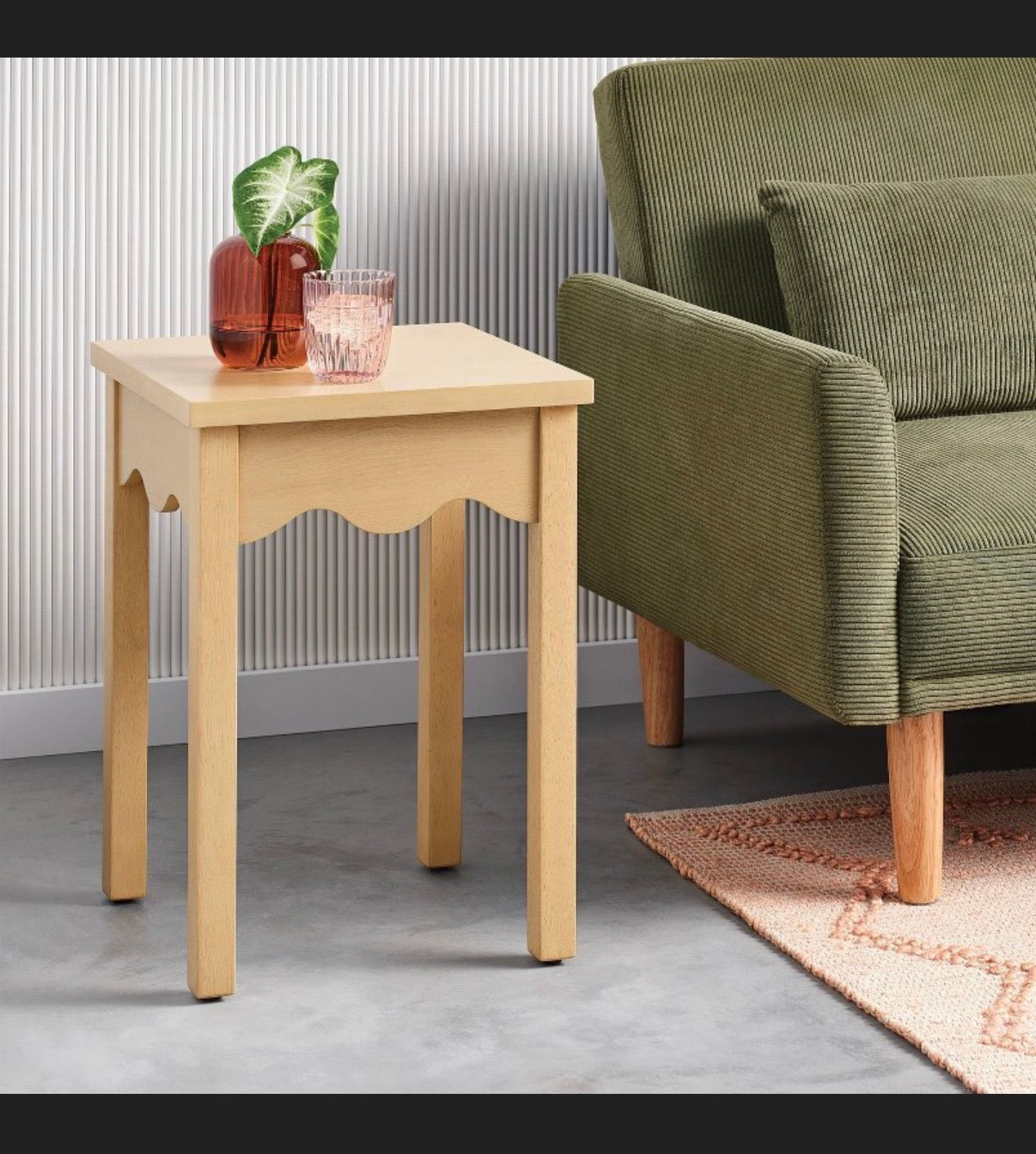 Wavy Accent Side Table Natural Wood Color (New in Box)