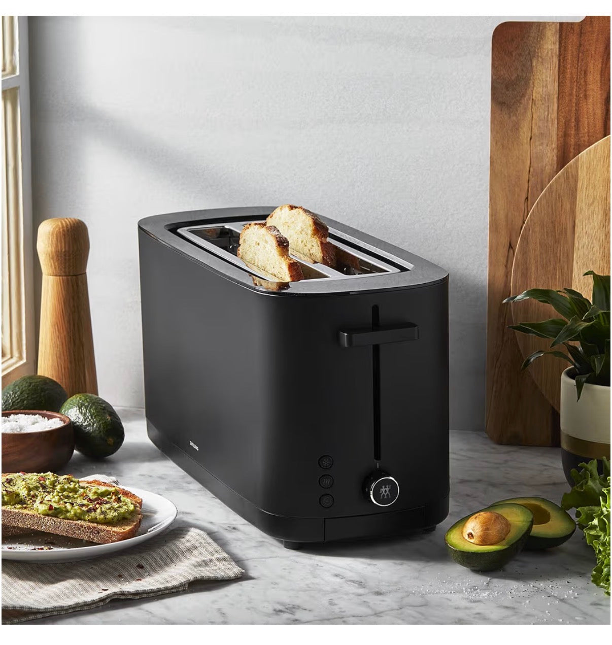 Zwilling Enfinigy 4 Slice Long Slot Toaster, Extra Wide 1.5 Inch Slots, Fits Bagels, Artisan Bread & Pastries - Conststant Toasting, Every Time Cool Touch Exterior for Safety (New in Box)