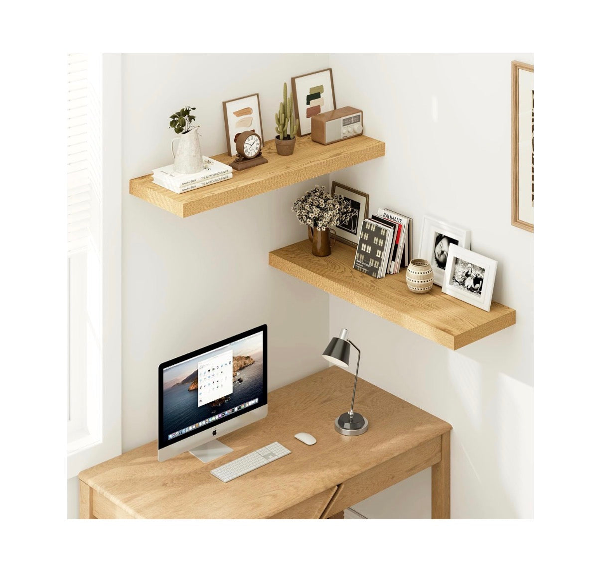 12 Inch Deep Floating Shelves 35.4 Inch Long, Thick Wall Shelves with Invisible Brackets for Bedroom, Bathroom, Living room, Kitchen, Office, Rustic Farmhouse Decor 36 Inch X 12 Inch X 1,.5 Inch Set of 2 (Oak) (New in Box)