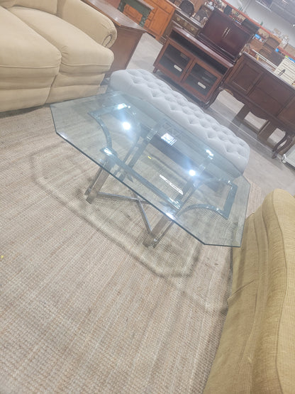 42" chrome and glass coffee table