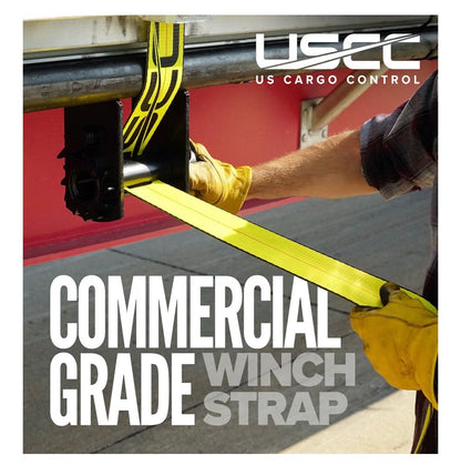 US Cargo Control 4 Inch X 30 Ft. Winch Straps with Flat Hooks & Defender (New)