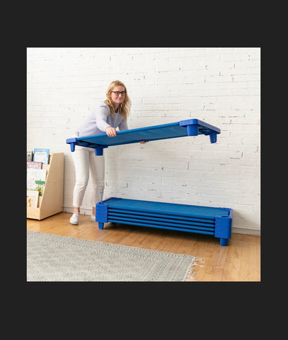 ECR4Kids Streamline Cot, Ready To Assemble, Standard Size, Daycare Essentials 6 Pack (Blue) (New in Box)