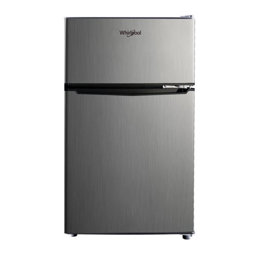 Whirlpool 3.1 Cu Ft. Mini Refrigerator Stainless Steel Energy Star Certified Dorm Fridge, Reversible Door, 2 Shelves (New in Box)