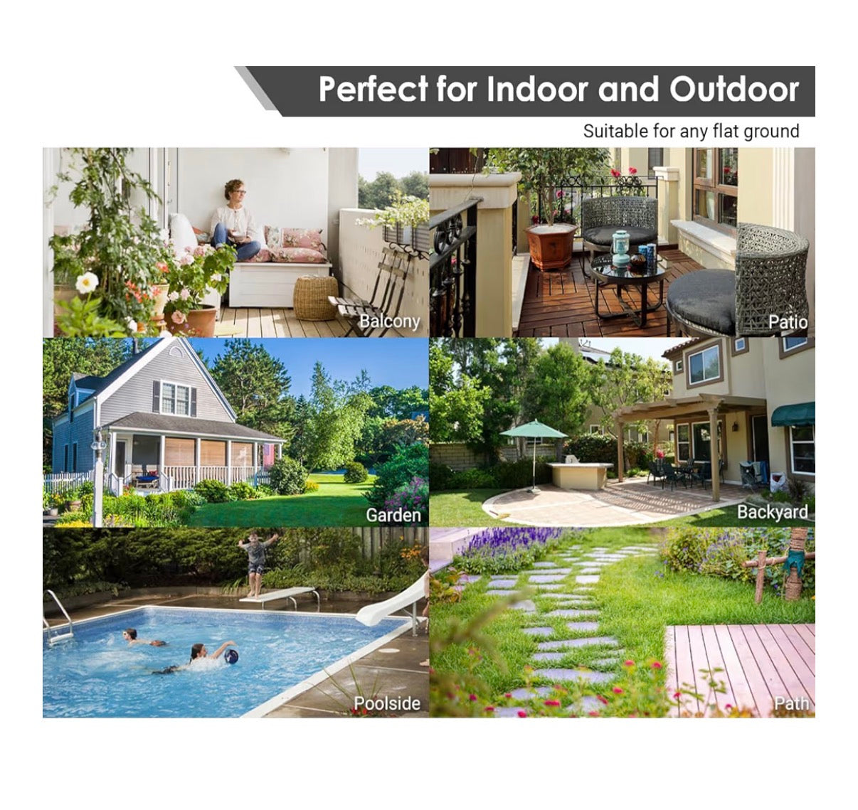 Prime Zone 54 Pieces Plastic Interlocking Patio Deck Tiles 12 Inches X 12 Inches Anti-Slip Waterproof Outdoor Flooring Decor, Floor Decking for Balcony, Backyard, Garden & Poolside, All Weather Use (Gray) (New in Box)