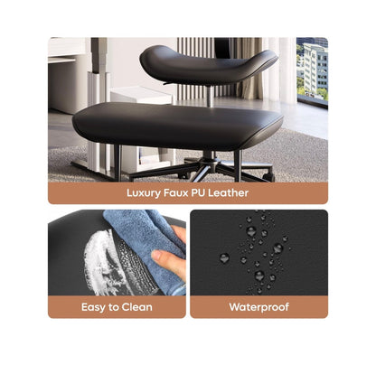 Pinmoco Upgraded Cross Legged Office Chair with Wheels, ADHD Chair for Adults, Wider Height Adjustable Backrest and Seat, Meditation Chair, Ergonomic & Yoga Office Chair (PU Leather Black) (New in Box)
