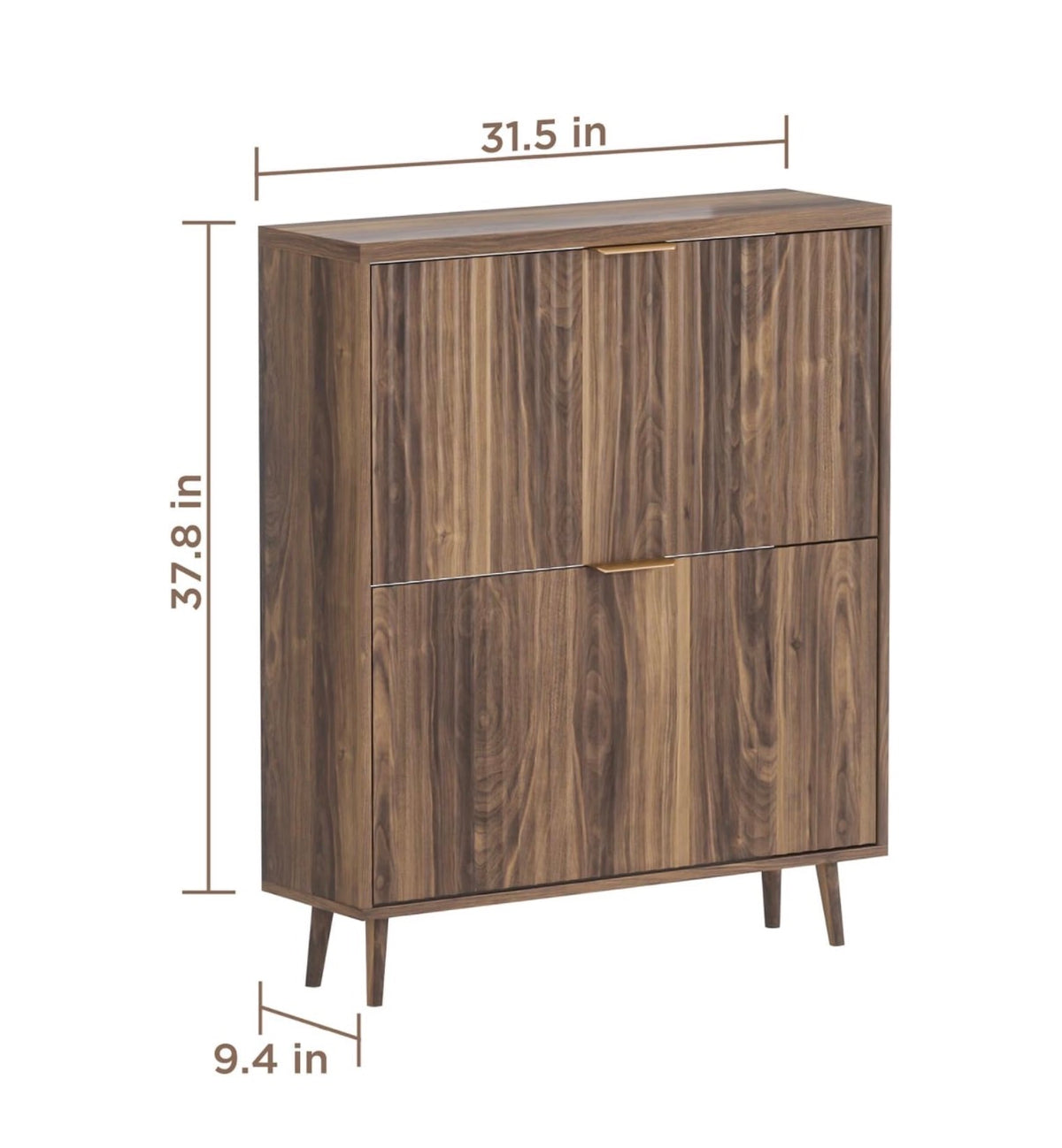 Shoe Cabinet Storage Modern Freestanding Organizer with 2 Flip Drawers Narrow Shoe Rack for Entryway (Walnut) (New in Box; Needs to be Assembled)