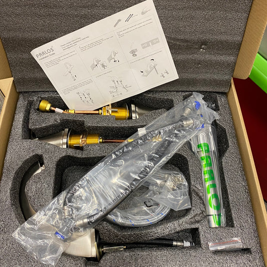 New in Box Widespread Bathroom Sink Faucet Brushed Nickel by Parlos Model#14172