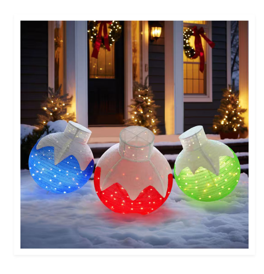 35 inch Pop-Up Ornament Outdoor Christmas Holiday Yard Decoration Warm White LED (3-Piece) New in box