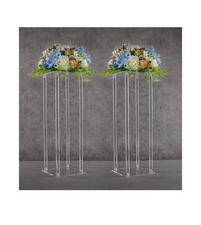 YALLOVE 2 Pack 23.6 Inch Clear Acrylic Flower Stands Pedestal Centerpieces for Wedding, Baby Shower and Birthday Party Decor (New in Box)