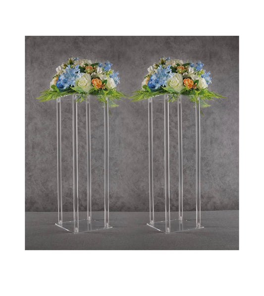 YALLOVE 2 Pack 23.6 Inch Clear Acrylic Flower Stands Pedestal Centerpieces for Wedding, Baby Shower and Birthday Party Decor (New in Box)