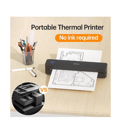 HRRT Portable Printer Wireless for Travel, Bluetooth Inkless Thermal Printer Support for 8.5 Inch X 11 Inch US Letter, Compatable with IOS and Android, Laptop for Office and Home (Black) (New in Box)
