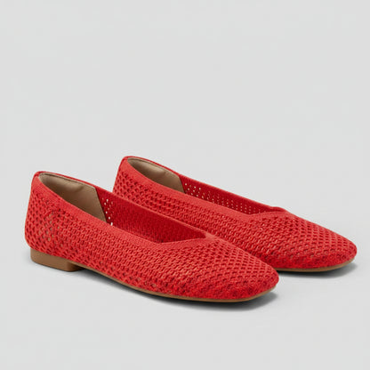 VIVAIA Square-Toe V-Cut Mesh Flats