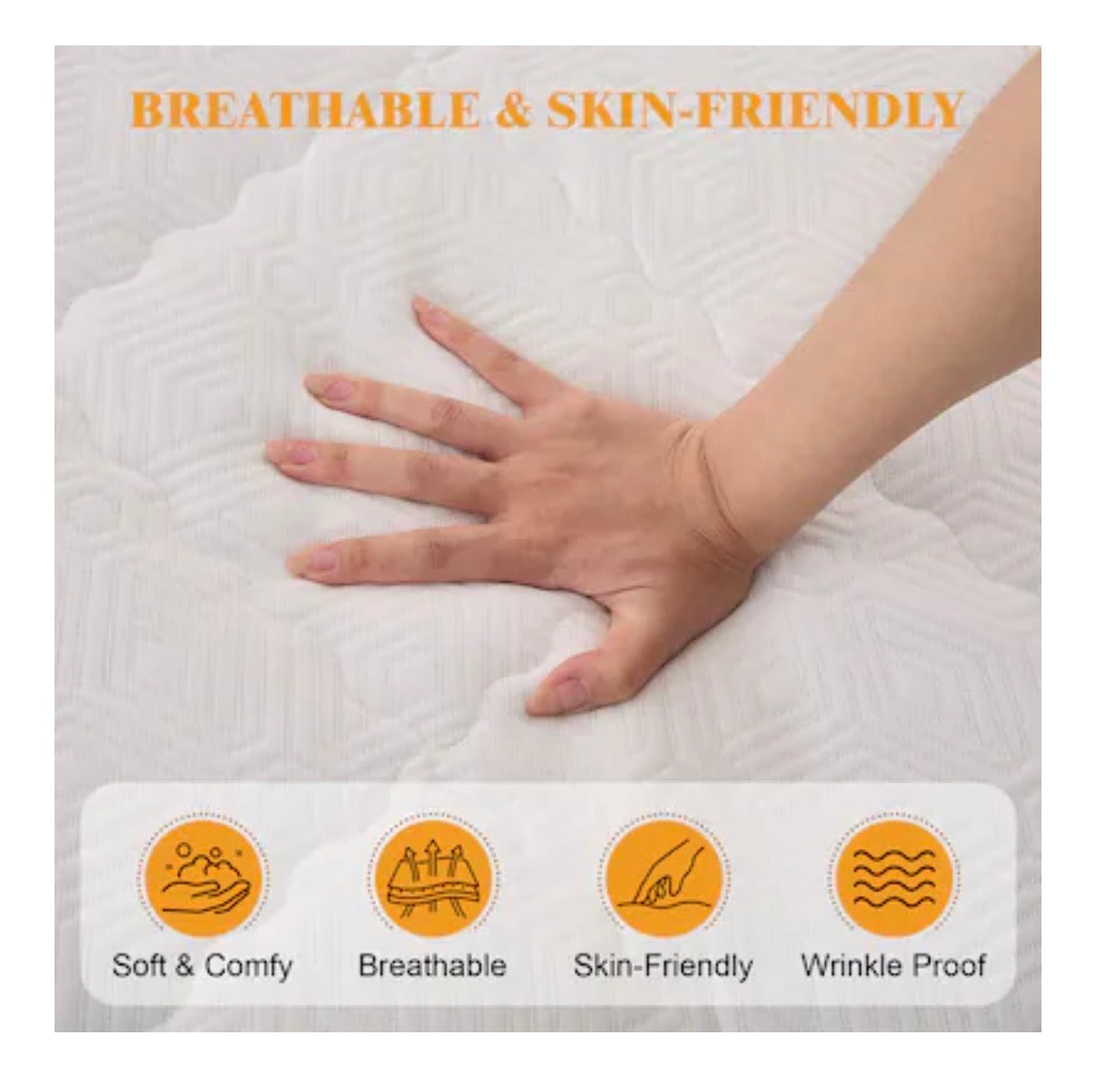 4 Inch King Sized Memory Foam Mattress Topper - Pressure Relief Toppers with Washable Cover and High-Density Foam (White) (New in Box)