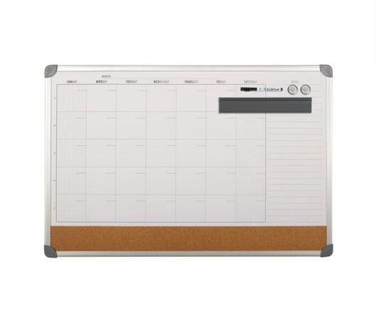 Quartet Magnetic Calendar Combination Board 36 Inch X 24 Inch Silver Aluminum Frame