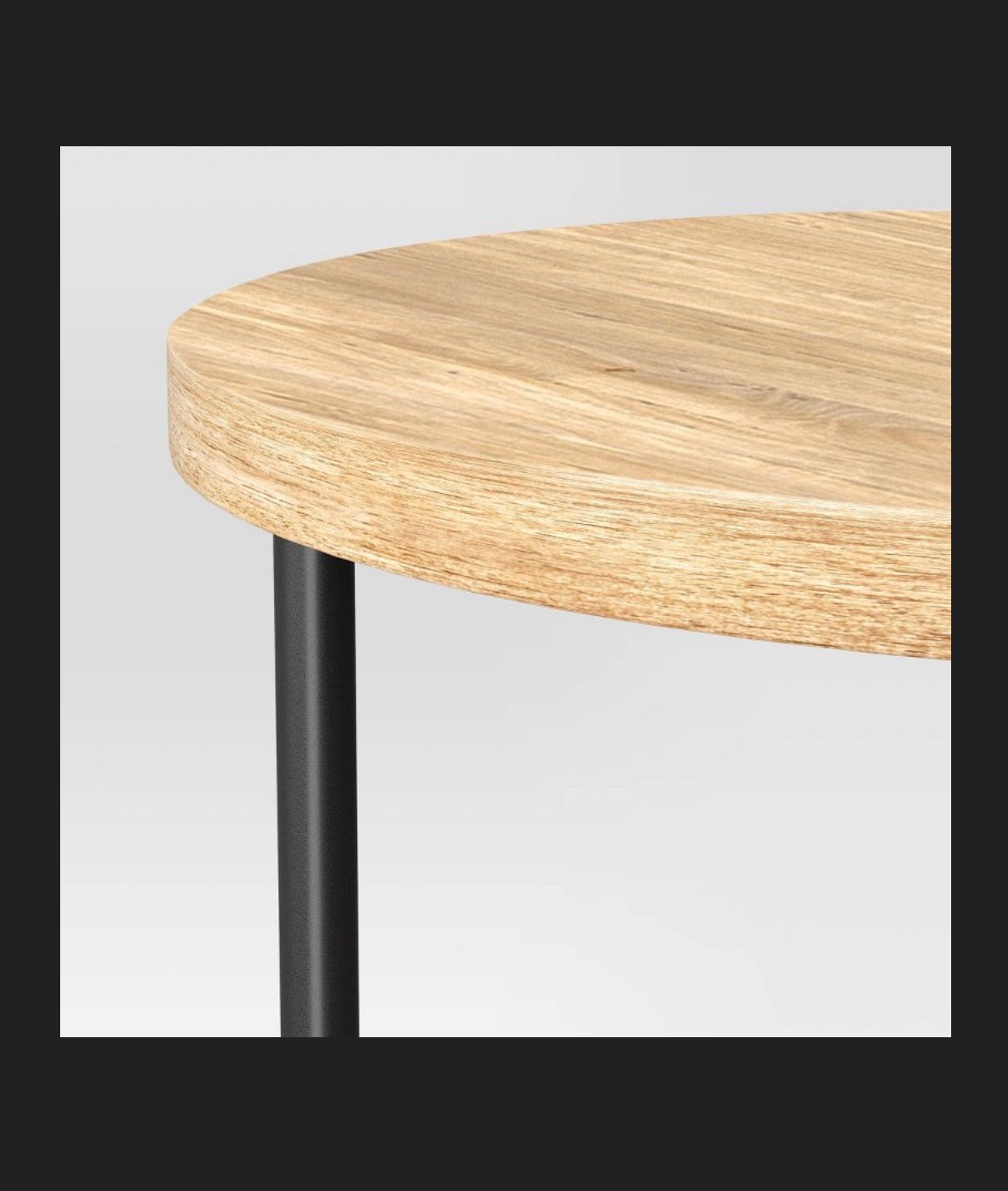 Wood and Metal Small Round Side Table (Natural Finish) (Assembly Required) (New in Box)
