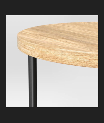 Wood and Metal Small Round Side Table (Natural Finish) (Assembly Required) (New in Box)