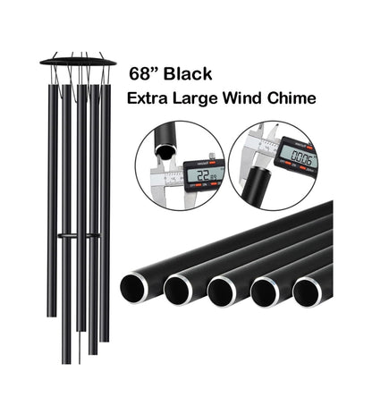 68 Inch Large Wind Chimes for Home Garden Decor, Deep Tone Wind Chines (Black) (New in Box)