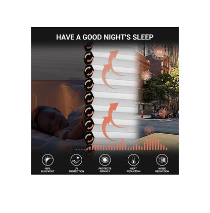No Drill No Tool Blackout Cellular Shades Corrdless Easy Install Honeycomb Blind Thermal Insulated Noise Reduction Blinds for Indoor Window, Blackout 22.5 Inch Width X 48 Inch (White) (New in Box)