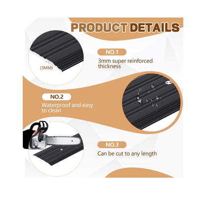 4 Pieces 5 Inch X 1/4 Inch X 36 Inch Door Saddle Threshold for Doorway Interior Sturdy Aluminum Commercial Fluted Saddle Door Threshold Durable and Sleek Doorway Entryway Access Draft Portion (Black) (New in Box)