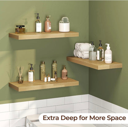 Oak Floating Shelves for Wall - Set of (3) 24 inch