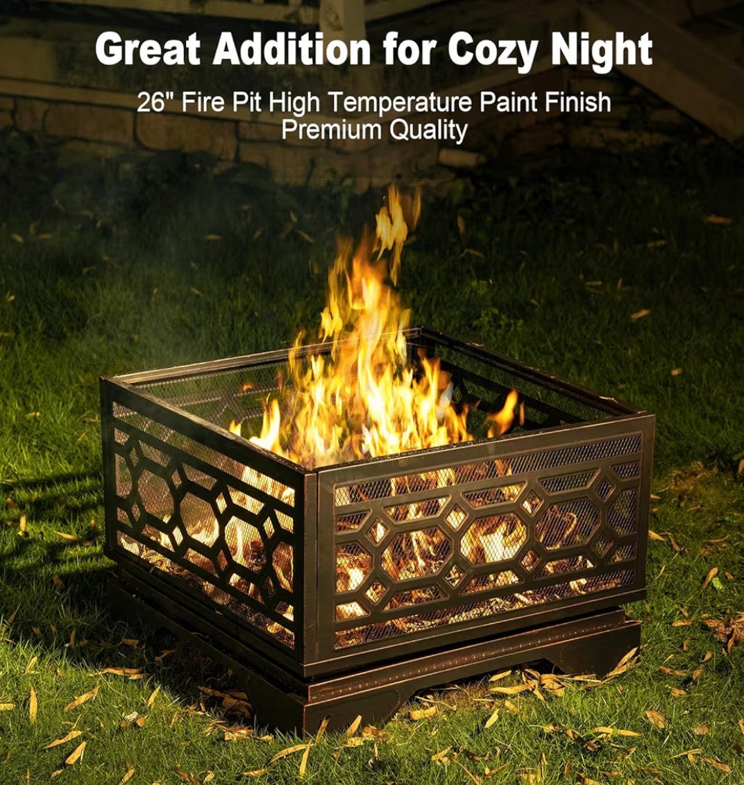 Outdoor Fire Pit - 26 inch wood burning firepit