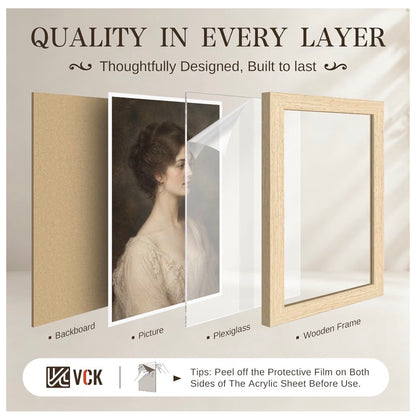 24 X 36 Inch Poster Frame 3 Pack, Natural oak Wood Wide Border for Pictures Light Woodgrain, Wall Hanging, HD Plexiglass, Vertical & Horizontal Wall Display Artwork, Office, Gallery Wall & Hallways (New in Box)