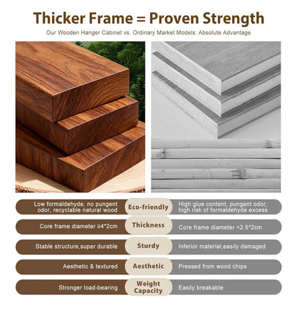 Coat Rack Solid Wood Clothes Rack with Two Shelves & Four Hooks for Hanging Clothes, Garments, and Hats