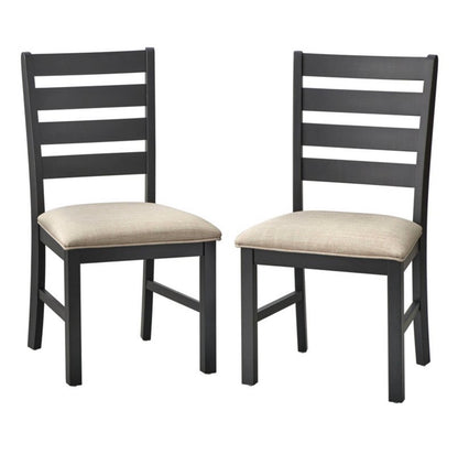 Lifestorey Set of 2 Peggy Farmhouse Ladder Back Dining Chair Matte Black/Beige (New in Box)