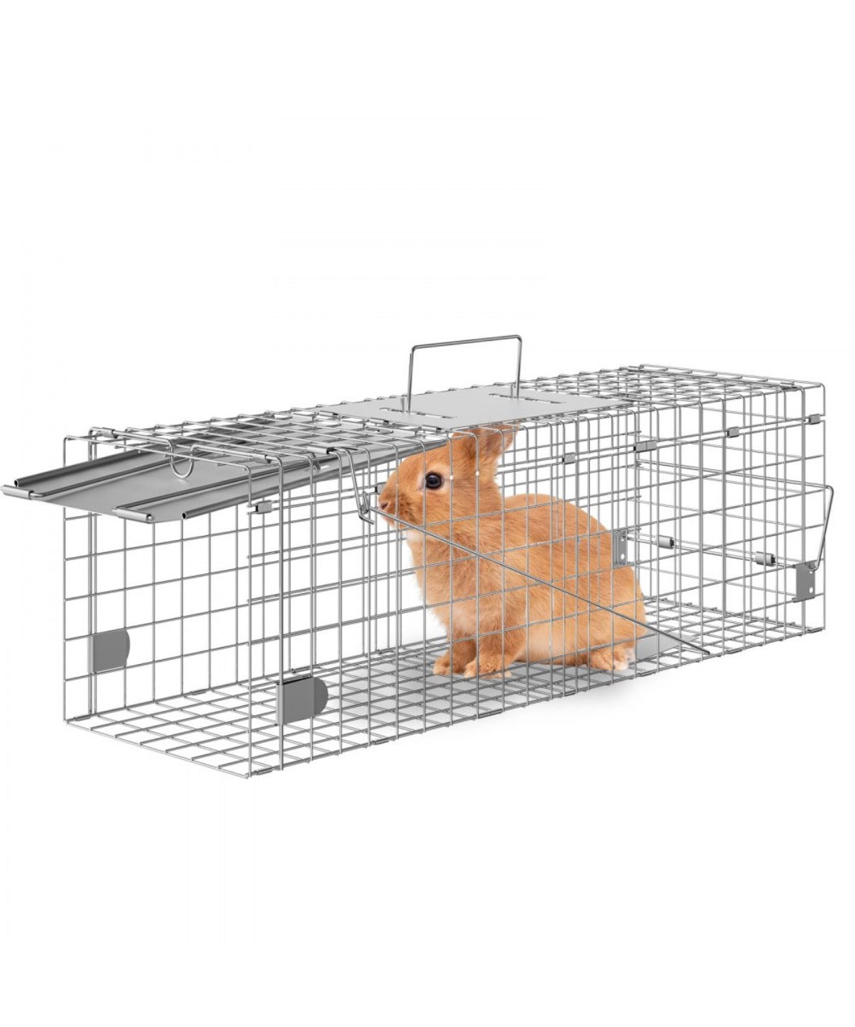 VEVOR Live Animal Cage Trap, 24" x 8" x 8" Humane Cat Trap Galvanized Iron, Folding Animal Trap with Handle for Rabbits, Stray Cats, Squirrels, Raccoons, Groundhogs and Opossums- new in box