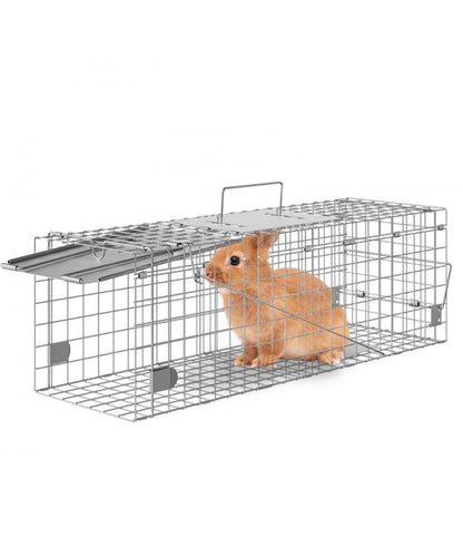 VEVOR Live Animal Cage Trap, 24" x 8" x 8" Humane Cat Trap Galvanized Iron, Folding Animal Trap with Handle for Rabbits, Stray Cats, Squirrels, Raccoons, Groundhogs and Opossums- new in box