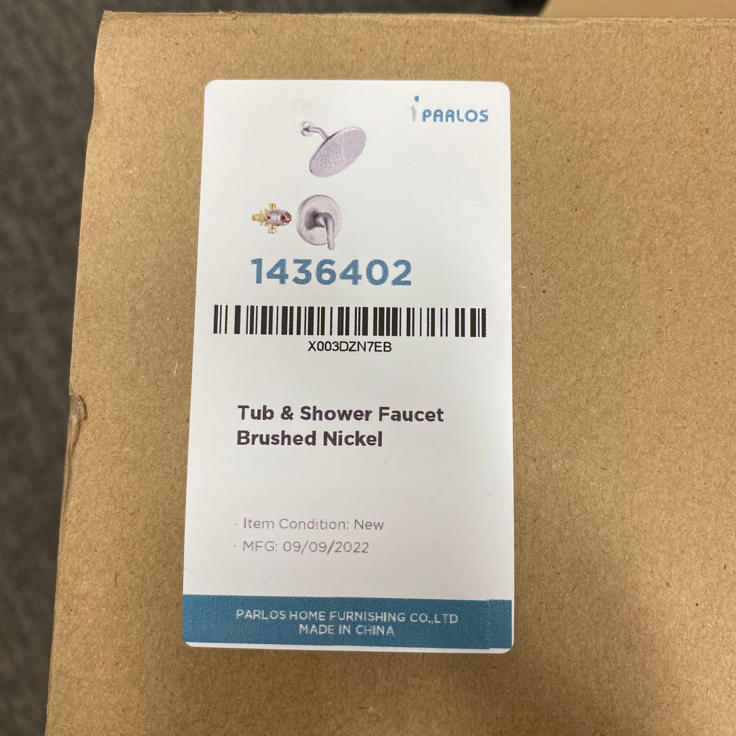 New in Box Shower Faucet Brushed Nickel by Parlos Model#1436402