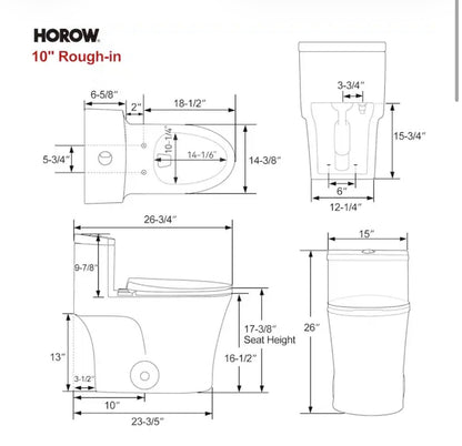 Horow White Elongated Chair Height 10 inch rough-in WaterSense 1.6 GPF