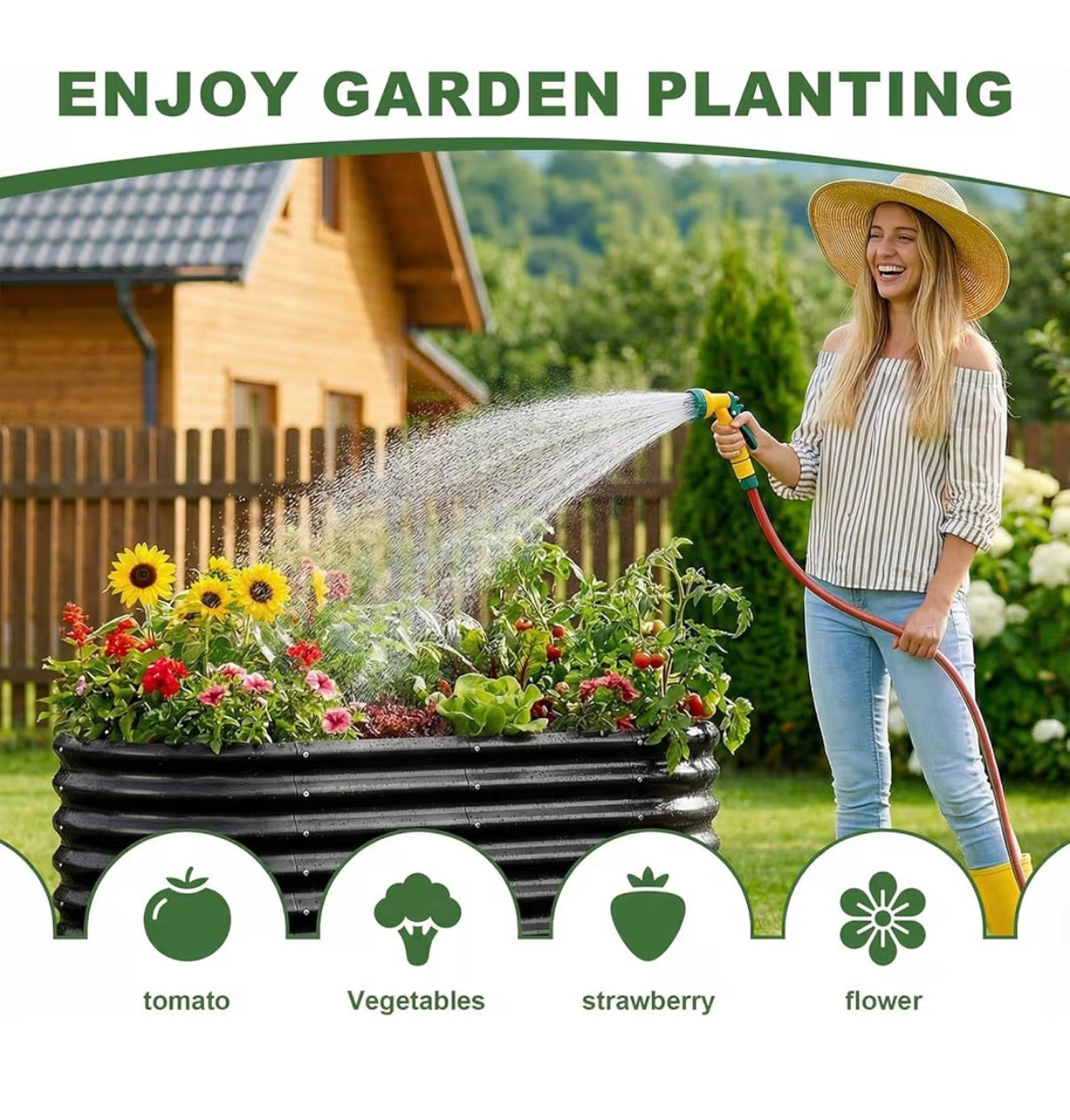 2 Pack 4 X 2 X 2 Ft. Galavanized Raised Garden Bed Outdoor, Oval Sturdy and Durable Planter Boxes for Vegetables, Fruits, Flowers and Plants, Easy Assembly (Gray) (New in Box)