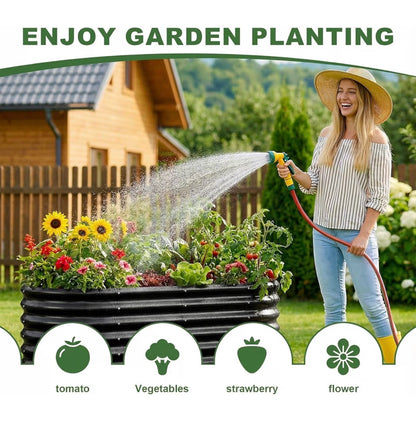 2 Pack 4 X 2 X 2 Ft. Galavanized Raised Garden Bed Outdoor, Oval Sturdy and Durable Planter Boxes for Vegetables, Fruits, Flowers and Plants, Easy Assembly (Gray) (New in Box)