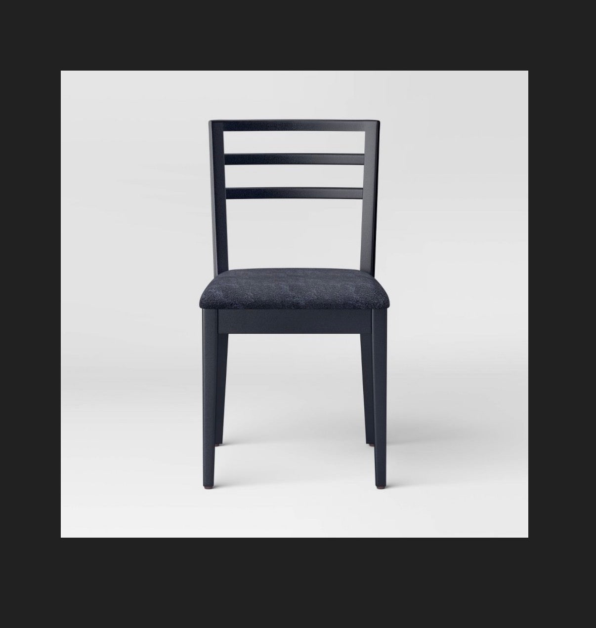 Set of 2-Ladder Back Dining Chairs with Padded Seat (Black) (New in Box)