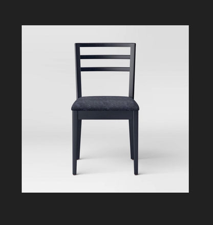 Set of 2-Ladder Back Dining Chairs with Padded Seat (Black) (New in Box)