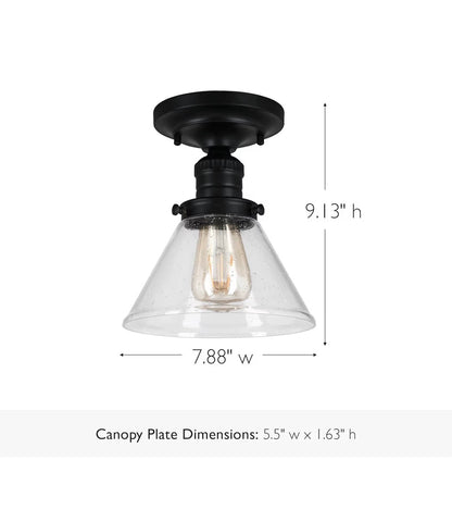 Design House Augustin Ceiling Light, 1 Light, Semi-Flush, Seeded Glass Glow, Dimmable, E26 Socket, Durable Metal Frame (Black) (New in Box)