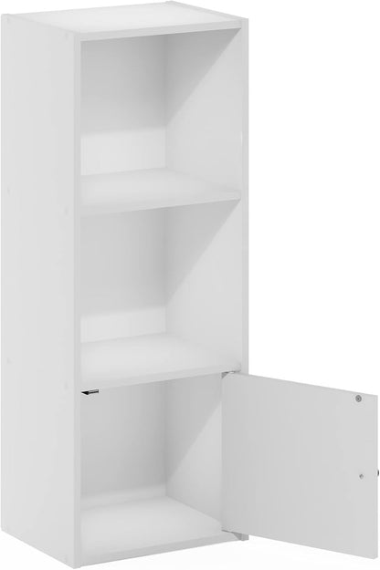 White 2-Shelf Bookcase with 1-Door