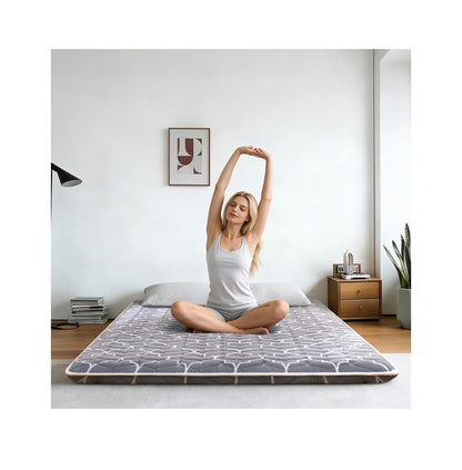 6th Generation Japanese Floor Futon Mattress Extra Thick 9 Layered Modern Futon with 100 Percent High Density Foam, Portable Floor Mattress Sleeping Pad for Adults, Guest Room, Dormitory, Full Size 54 Inch X 80 Inch (Gray) (New in Package)