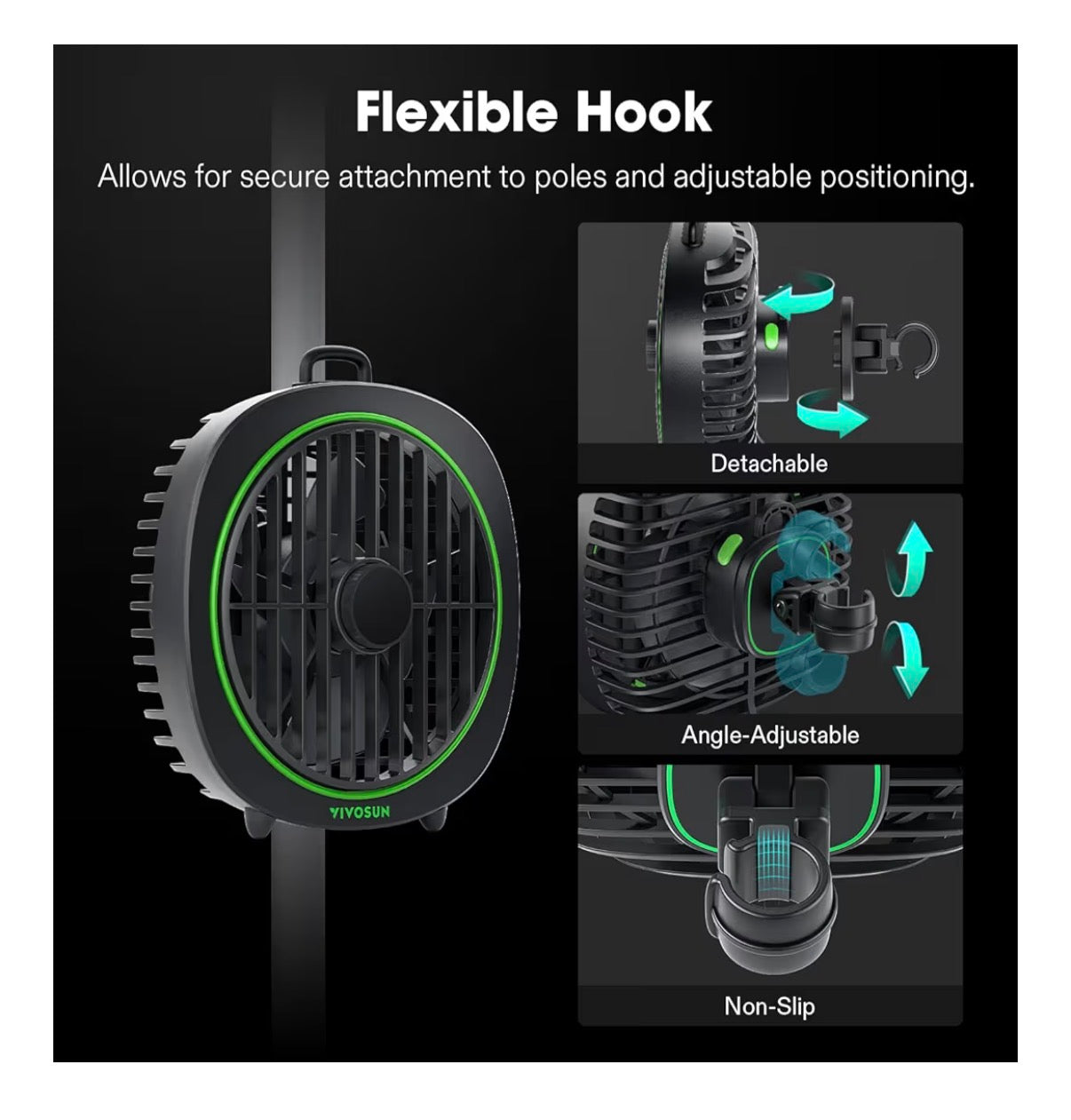 Vivosun Aerowave Grow Tent Clip Fan with Detachable Hook 3 Speed Strong & Quiet Airflow