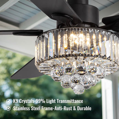 Crystal Fandelier Ceiling Fan w/Light, Chandelier Ceiling Fan