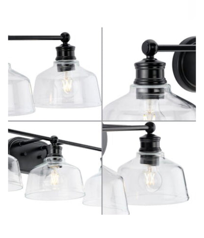 Progress Lighting Singleton 26.5 Inch 3 Light Farmhouse Bathroom Vanity Light (Matte Black) (New in Box)