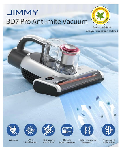 Jimmy Cordless Anti-mite Mattress Vacuum Cleaner with Ultrasonic Tech