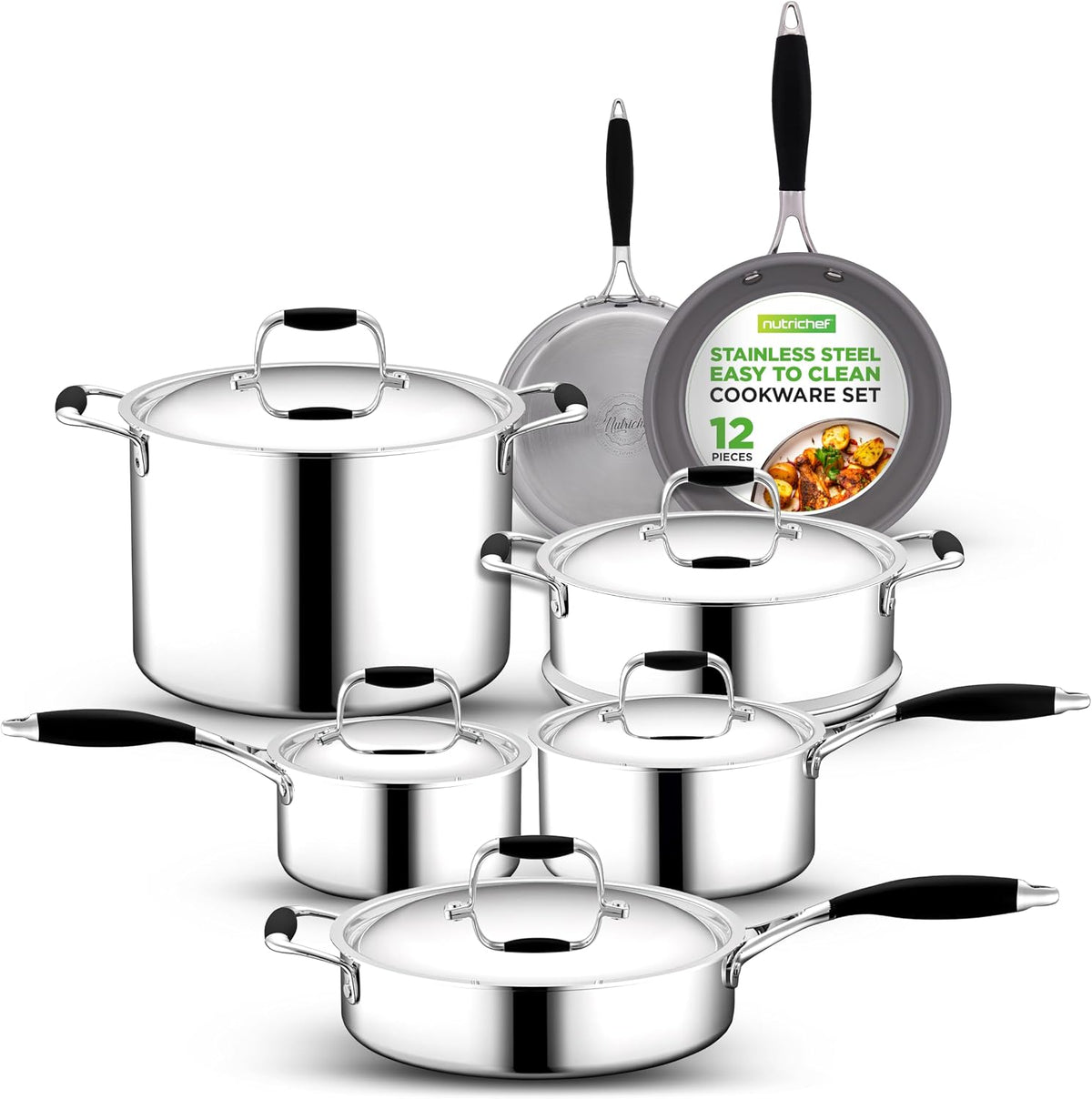 NutriChef 12-Piece Stainless Steel Kitchenware