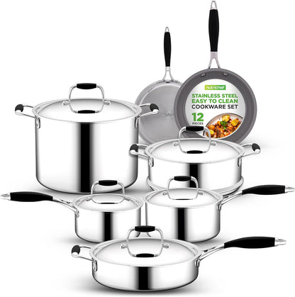 NutriChef 12-Piece Stainless Steel Kitchenware